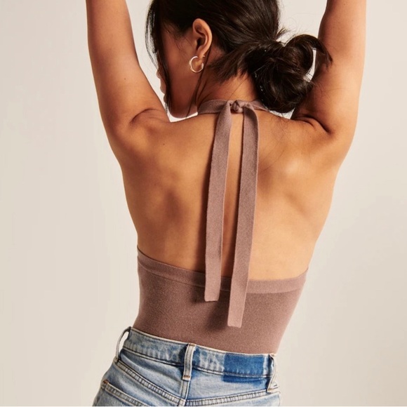 Abercrombie & Fitch | NWOT pinkish-mauve halter bodysuit. Perfect condition. - Picture 3 of 8
